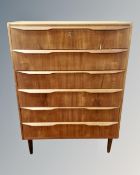 A 20th century Scandinavian teak six drawer chest.