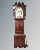 A 19th century mahogany longcase clock with painted dial,