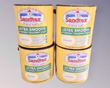 Four tubs of Sandtex exterior masonry paint, Cornish cream, 2.5 liters.