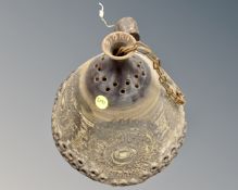 A Scandinavian pottery pendant light shade, signed Biorn.