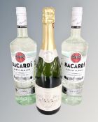 Two bottles of Bacardi Carta Blanca Superior white rum, 1l,
