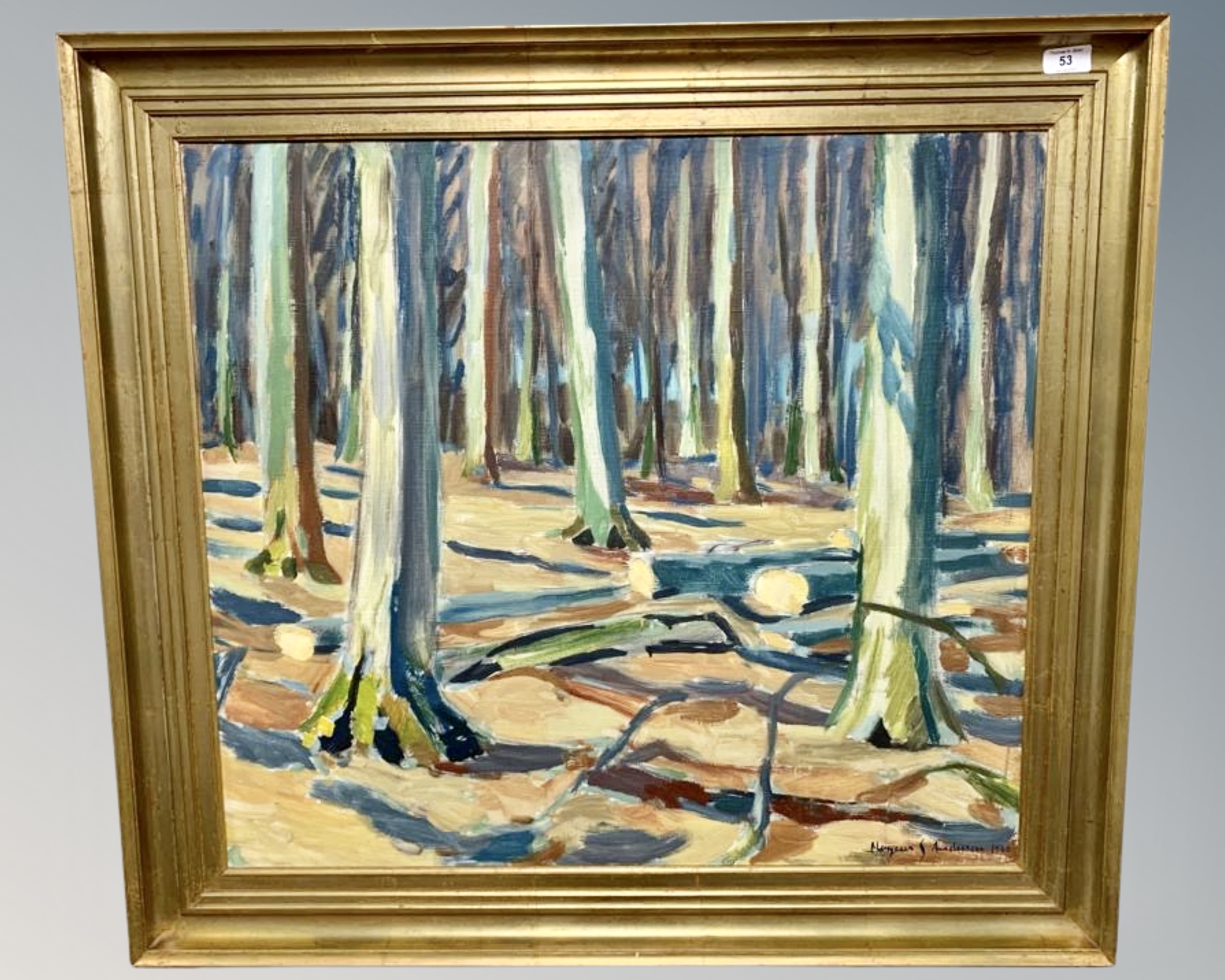 Mogens S. Andersen : Contemporary Woodland Study, signed and dated 1960, 65cm by 74cm, framed.