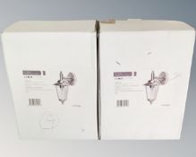 A pair of Endon lighting Klien wall down lights, boxed.