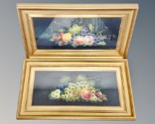 W. Rayworth (20th century): A pair of still lifes with fruit, watercolour drawings.