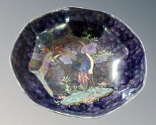 A Maling lustre bowl depicting storks.