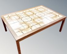 A Scandinavian teak tile inset rectangular coffee table (AF),