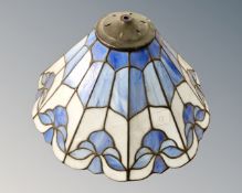 A Tiffany style blue glass leaded lightshade.