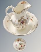 A 19th century Devon ware three piece wash set.