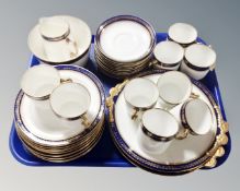A tray containing 35 pieces of vintage Adderley bone tea china.
