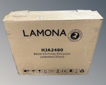 A Lamona 60cm stainless steel chimney extractor, boxed.