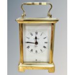 A French Bayard brass-cased eight day carriage clock, height 14cm overall.