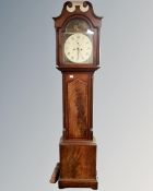 A 19th century inlaid mahogany longcase clock, with painted dial,