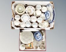 Two boxes containing assorted ceramics and glassware,