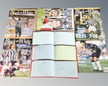A tray of five Black and White official magazines and three autograph albums,