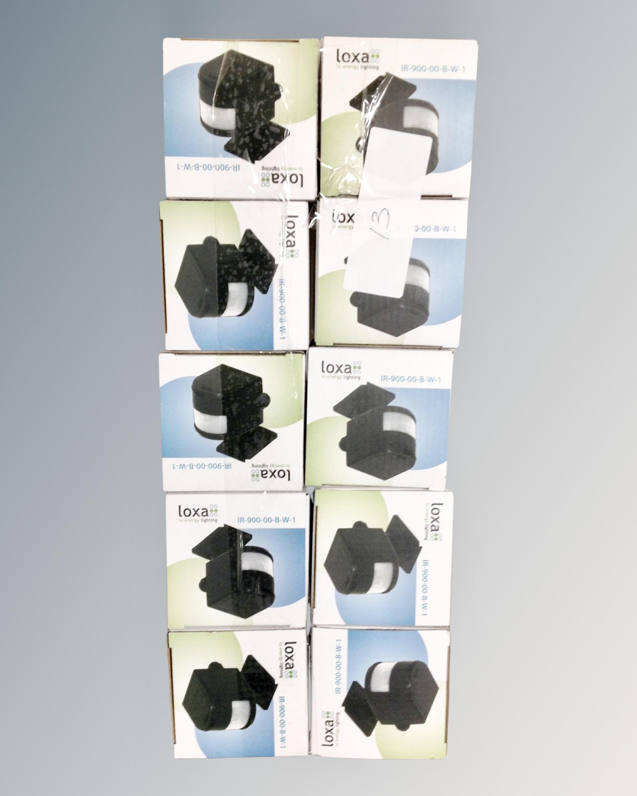 Ten Loxa PIR sensors, boxed.