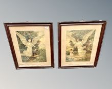 A pair of chromolithographic prints depicting angels,