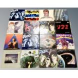 A crate of vinyl records - David Bowie, The Police,