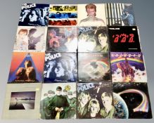 A crate of vinyl records - David Bowie, The Police,