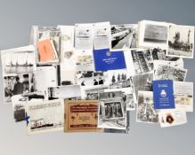 A box containing an interesting collection of monochrome photographs relating to ship building on