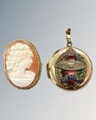 A 9ct gold mounted cameo brooch,