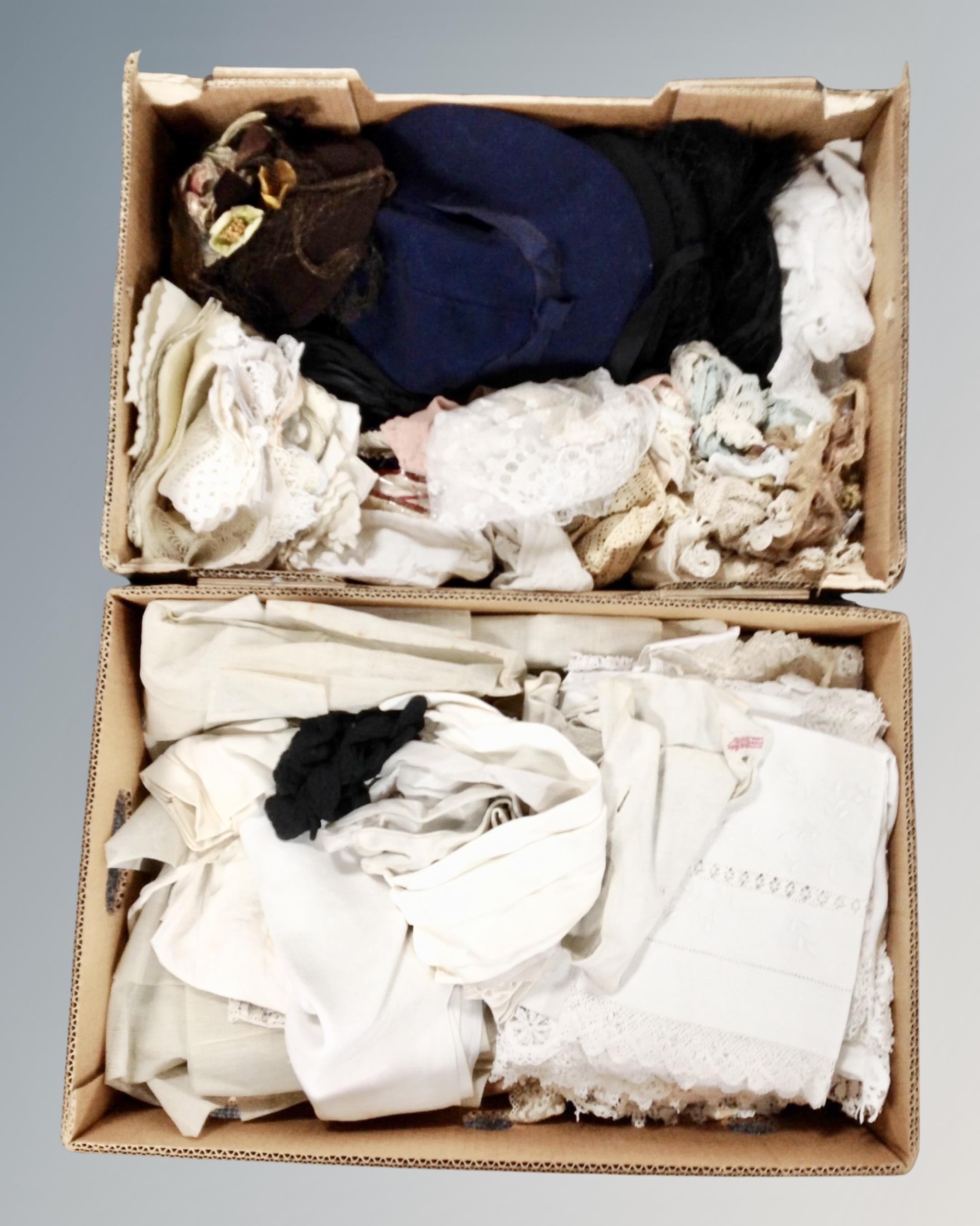 Two boxes of vintage lady's hats,