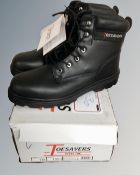 A pair of Toesavers steel toe-capped boots, size 10, boxed and new.