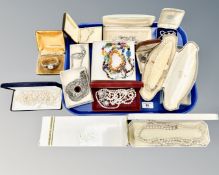 A quantity of costume jewellery, pearl necklaces,