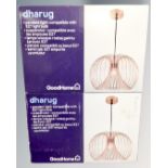 Two Goodhome Dharug copper finished pendant light fittings, boxed.