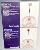 Two Goodhome Dharug copper finished pendant light fittings, boxed.