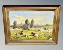 Aaya Yang : Cattle by a farmstead, oil on canvas,