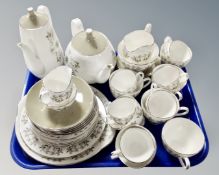 A tray of forty pieces of Royal Adderley Adeplhi bone tea china