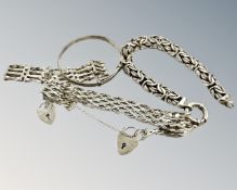 A Sterling silver fancy link bracelet,