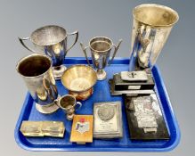A collection of silver and other motor racing trophies awarded to Julian Sutton in the 1950's and