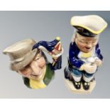 A Royal Doulton character jug - Punch and Judy together with a further Burlington ware character