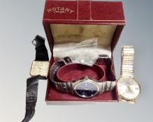 A Gentleman's Rotary wristwatch on leather strap in original box together with two further