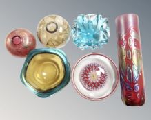 Six pieces of art glass to include Isle of White,
