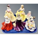 Five Royal Doulton 'Pretty Lady' collection figures to include Christine, Welsh Beauty, Gail,