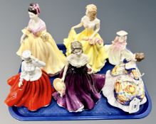 Five Royal Doulton 'Pretty Lady' collection figures to include Christine, Welsh Beauty, Gail,