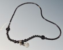 A Thomas Sabo Haematite necklace and link for silver charm club