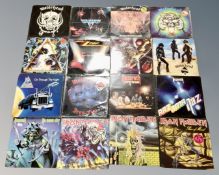 A crate of vinyl records - Iron Maiden, Motorhead, Nazareth,