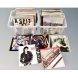 Two crates of vinyl LP's, The Beatles, Queen, Michael Jackson, Robert Palmer,