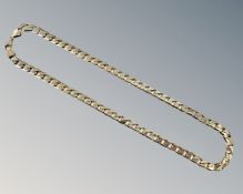 A 9ct yellow gold flat link necklace, 47.8g, length 50 cm.