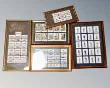 Five frames containing cigarette cards, Soldiers,
