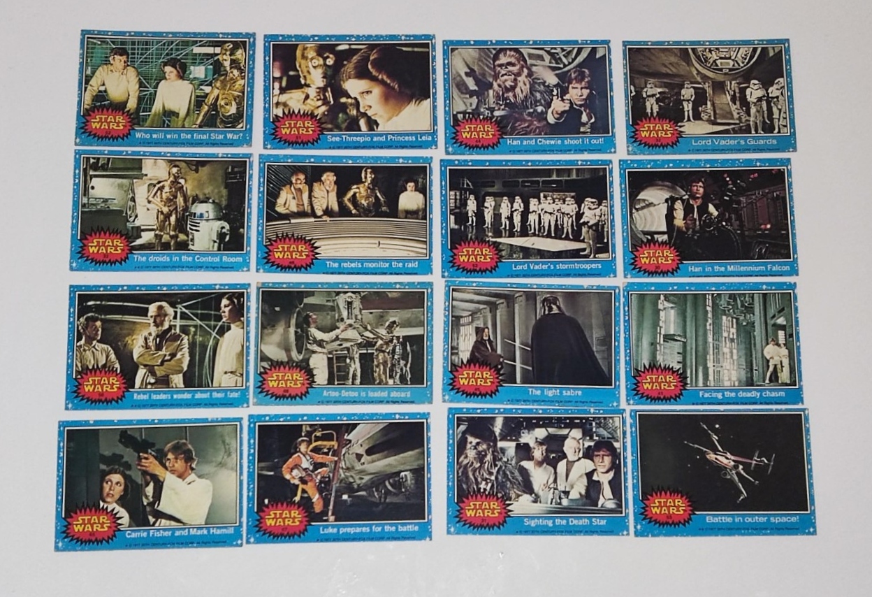 Vintage Star Wars 1977 1st series blue and red cards.