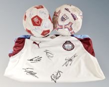A South Shields FC football shirt by Puma bearing signatures,