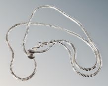 A silver snake necklace, 23g.