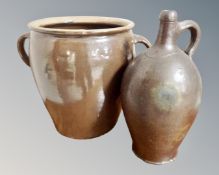 An antique salt glazed stoneware jug, height 30 cm,