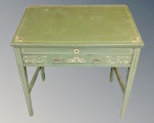 A Scandinavian green and gilt painted pine clerk's desk
