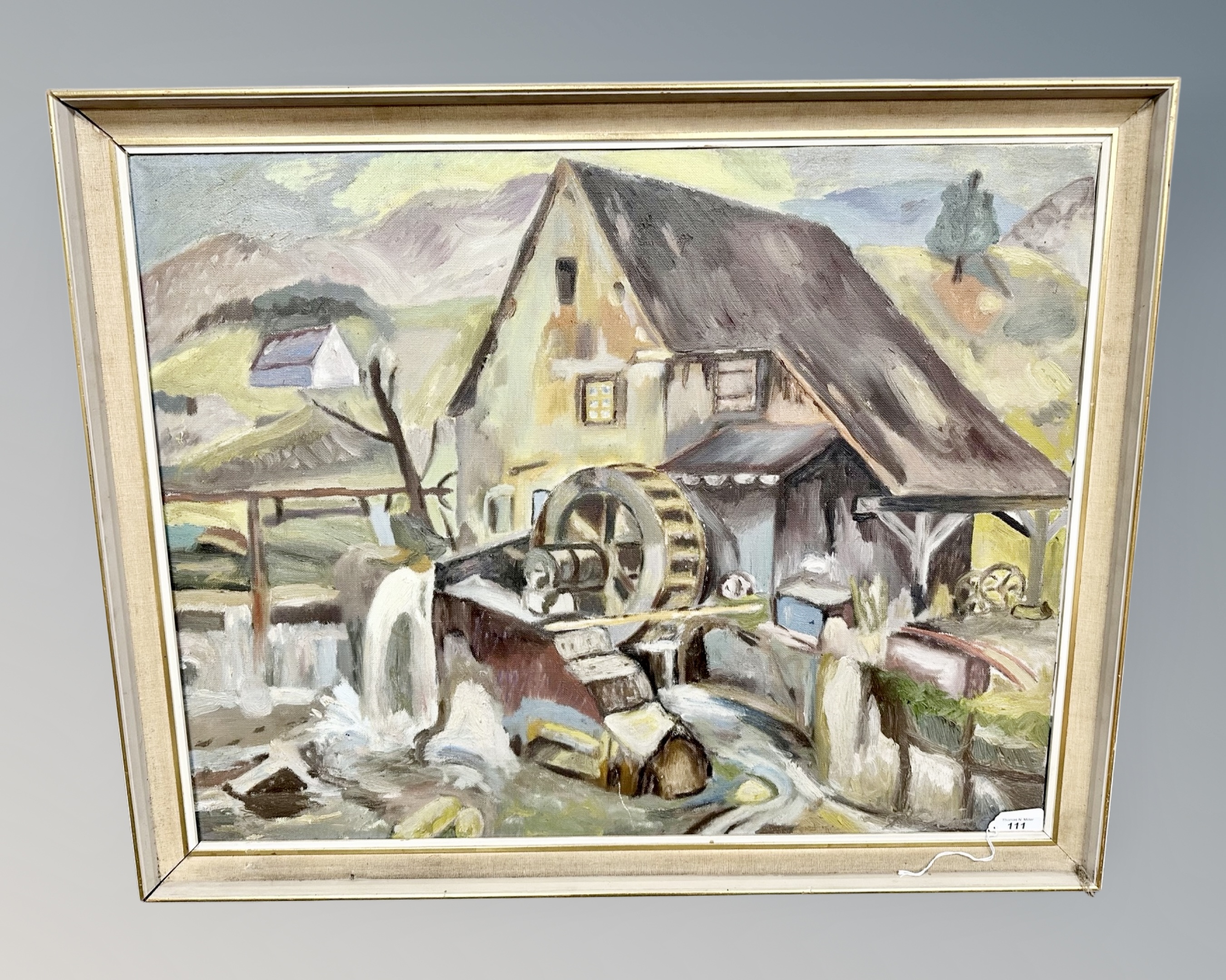 Continental school : A water mill, oil on canvas,