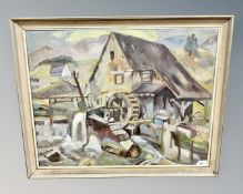 Continental school : A water mill, oil on canvas,